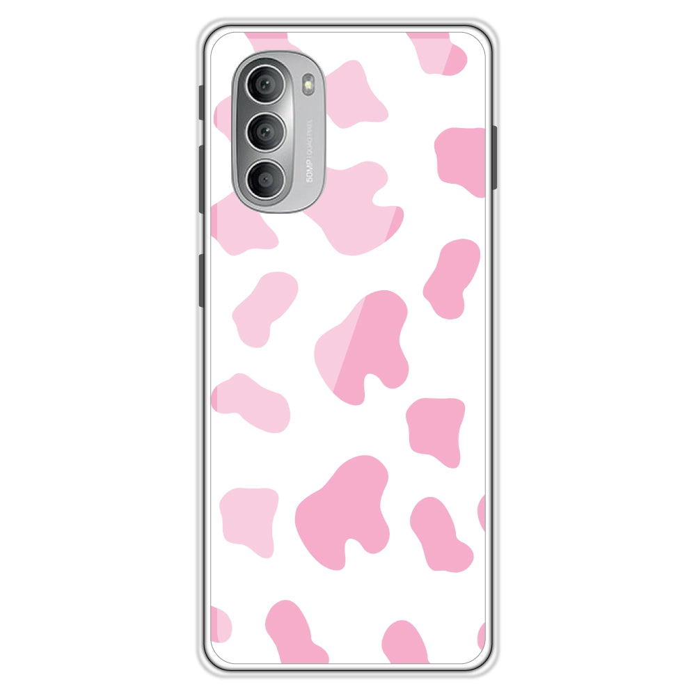 Pink Cow Print - Clear Printed Silicon Case For Motorola Models