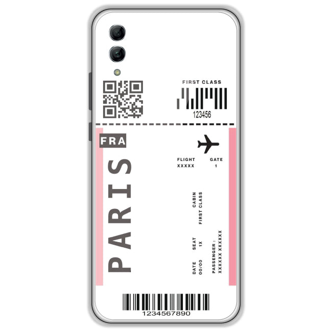 Paris Ticket - Clear Printed Case For Honor Models Honor 10 Lite