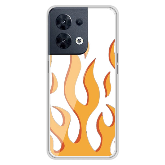 Orange Flames - Clear Printed Silicon Case For Oppo Models
