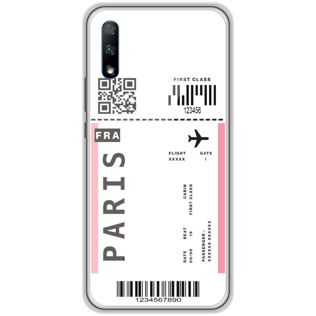 Paris Ticket - Clear Printed Case For Honor Models Honor 9X