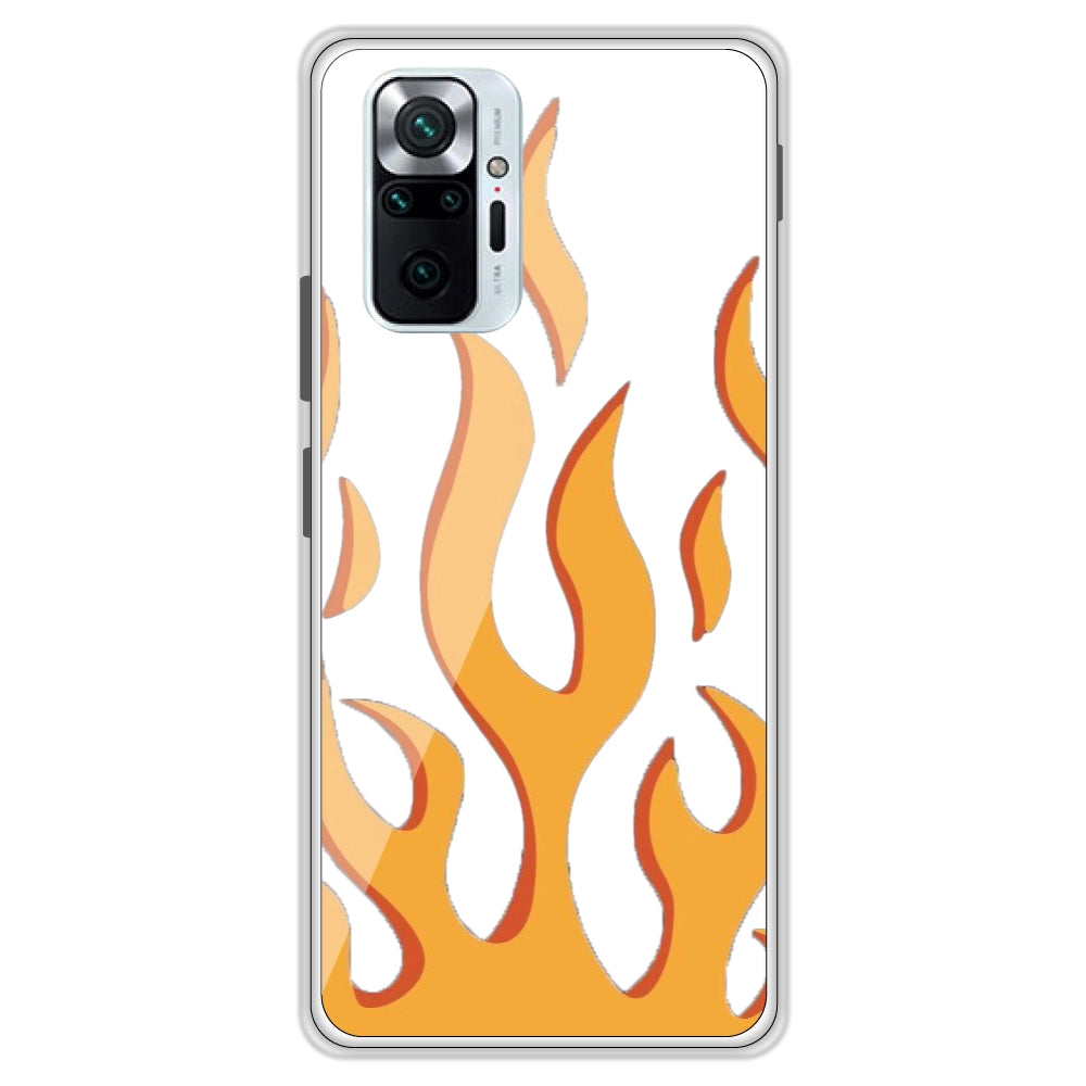 Orange Flames - Clear Printed Case For Redmi Models