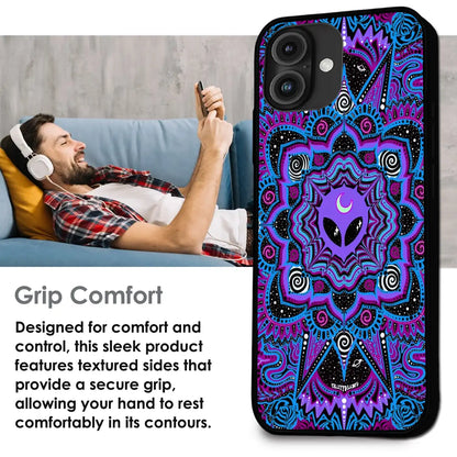 Alien Mandala Design - Glossy Metal Silicone Case For Apple iPhone Infographic