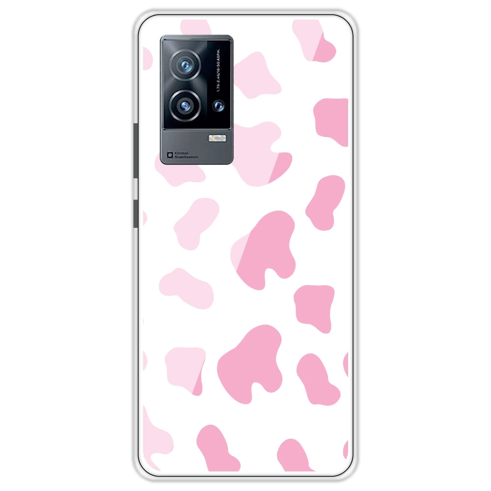 Pink Cow Print - Clear Printed Silicone Case For iQOO Models