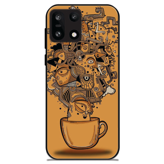 Abstract Coffee Doodle - Glossy Metal Silicone Cases for OnePlus Models