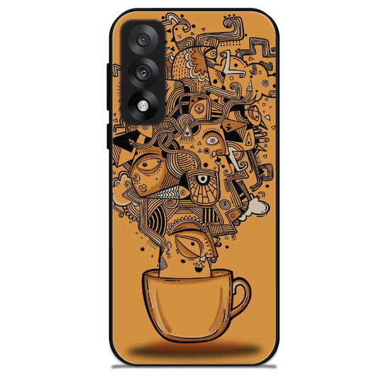 Abstract Coffee Doodle - Glossy Metal Silicone Cases for OnePlus Models