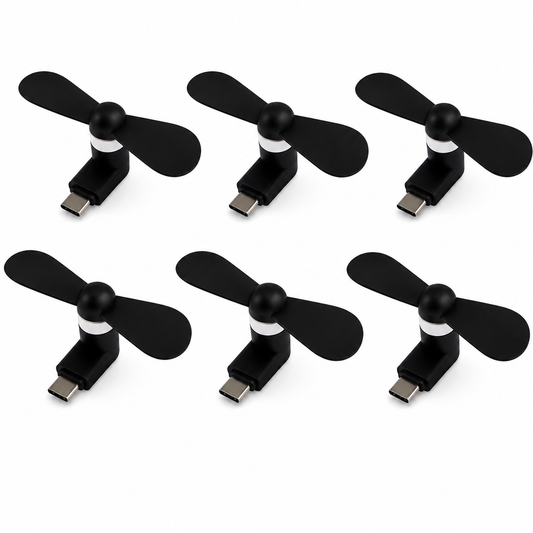 C-Type Mobile Fan Pack of 6 (Black)