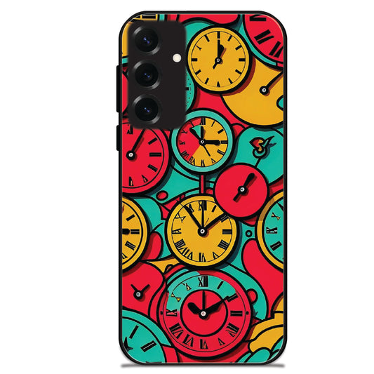 Colorful Vintage Clocks - Glossy Metal Silicone Cases for Samsung Models