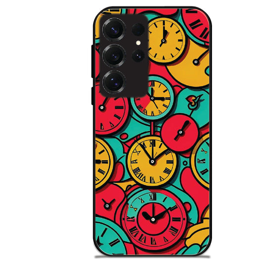 Colorful Vintage Clocks - Glossy Metal Silicone Cases for Samsung Models