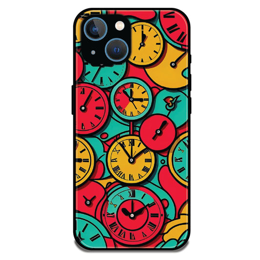 Colorful Vintage Clocks - Glossy Metal Silicone Cases for Apple iPhone