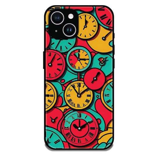 Colorful Vintage Clocks - Glossy Metal Silicone Cases for Apple iPhone