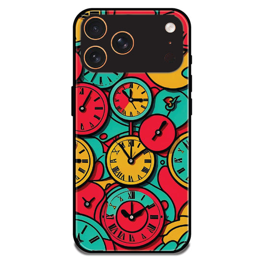 Colorful Vintage Clocks - Glossy Metal Silicone Case For Apple iPhone Models