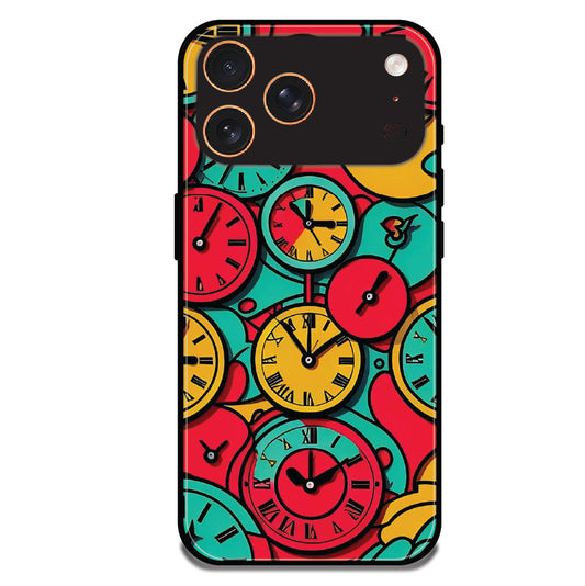 Colorful Vintage Clocks - Glossy Metal Silicone Case For Apple iPhone Models