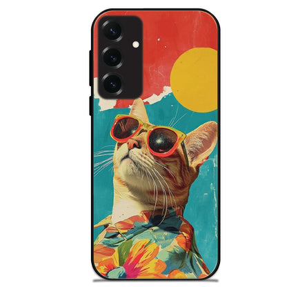 Cool Cat Summer - Glossy Metal Silicone Cases for Samsung Models