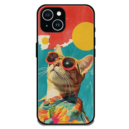 Cool Cat Summer - Glossy Metal Silicone Cases for Apple iPhone