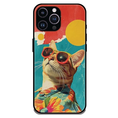 Cool Cat Summer - Glossy Metal Silicone Cases for Apple iPhone