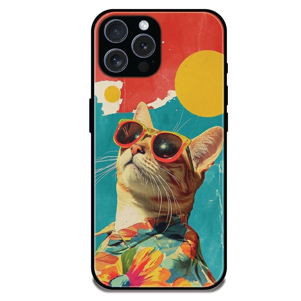 Cool Cat Summer - Glossy Metal Silicone Cases for Apple iPhone