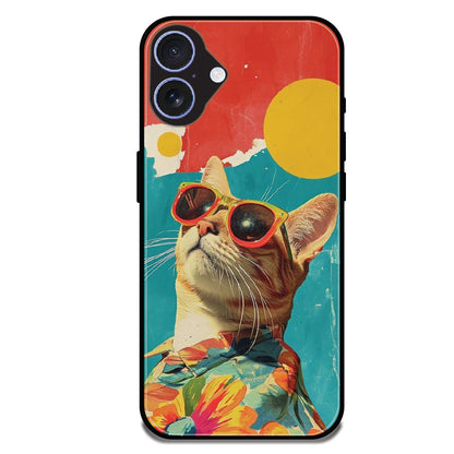 Cool Cat Summer - Glossy Metal Silicone Cases for Apple iPhone