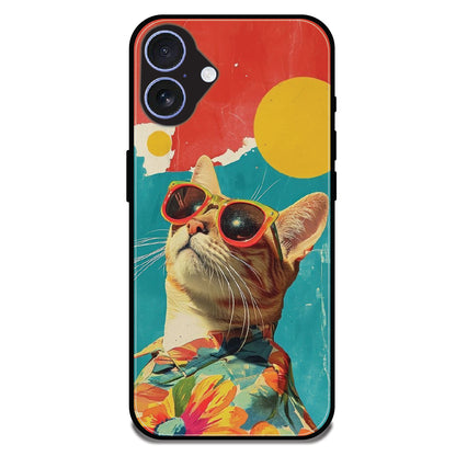 Cool Cat Summer - Glossy Metal Silicone Cases for Apple iPhone