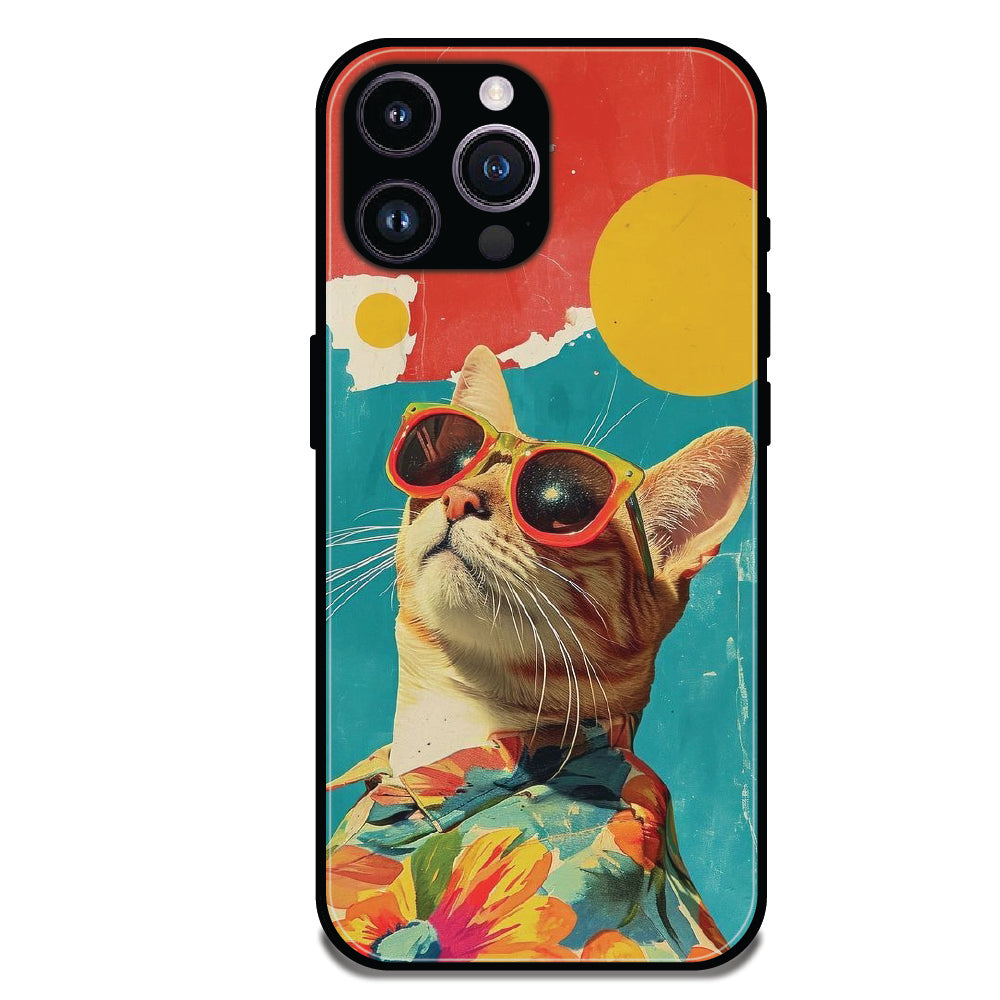 Cool Cat Summer - Glossy Metal Silicone Cases for Apple iPhone