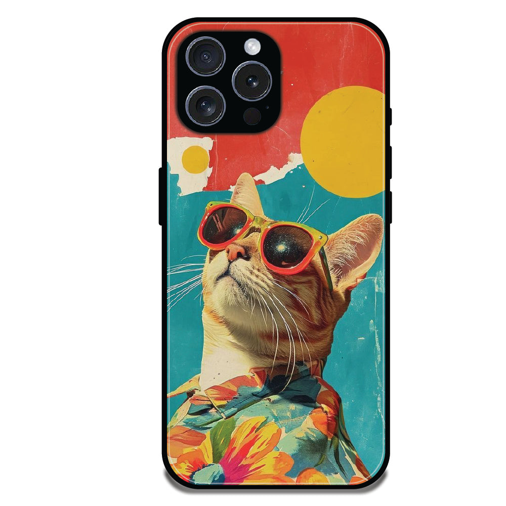 Cool Cat Summer - Glossy Metal Silicone Cases for Apple iPhone