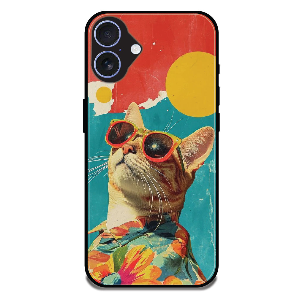Cool Cat Summer - Glossy Metal Silicone Cases for Apple iPhone