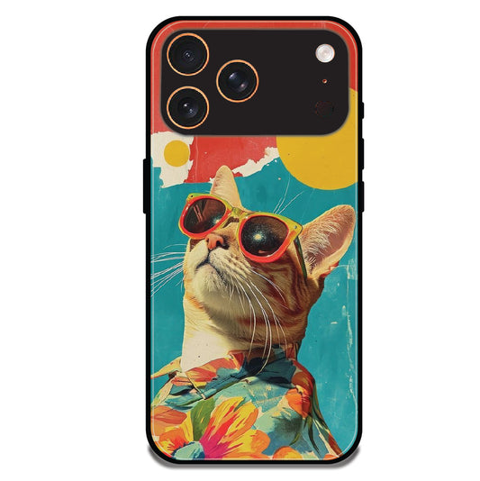 Cool Cat Summer - Glossy Metal Silicone Case For Apple iPhone Models