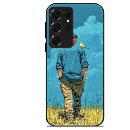 Dreamer in Blue Clouds - Glossy Metal Silicone Cases for Samsung Models