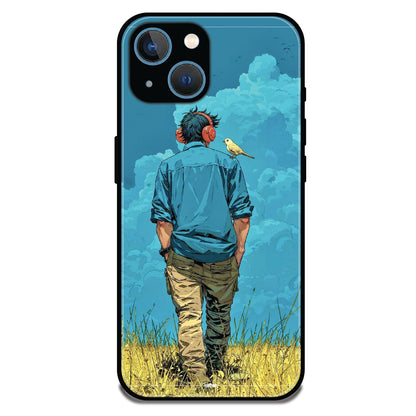 Dreamer in Blue Clouds - Glossy Metal Silicone Cases for Apple iPhone