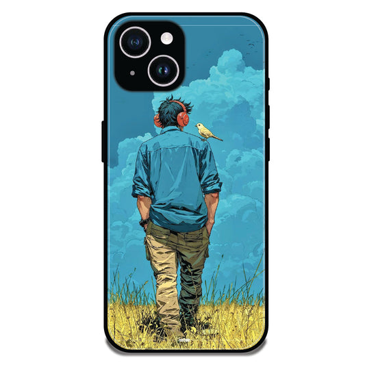 Dreamer in Blue Clouds - Glossy Metal Silicone Cases for Apple iPhone