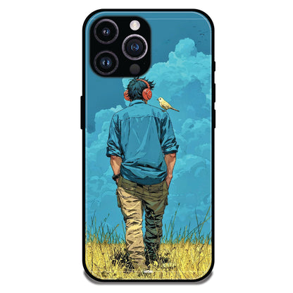Dreamer in Blue Clouds - Glossy Metal Silicone Cases for Apple iPhone