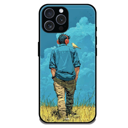 Dreamer in Blue Clouds - Glossy Metal Silicone Cases for Apple iPhone