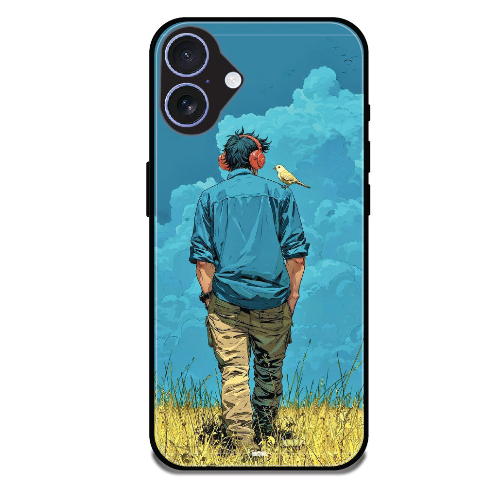 Dreamer in Blue Clouds - Glossy Metal Silicone Cases for Apple iPhone