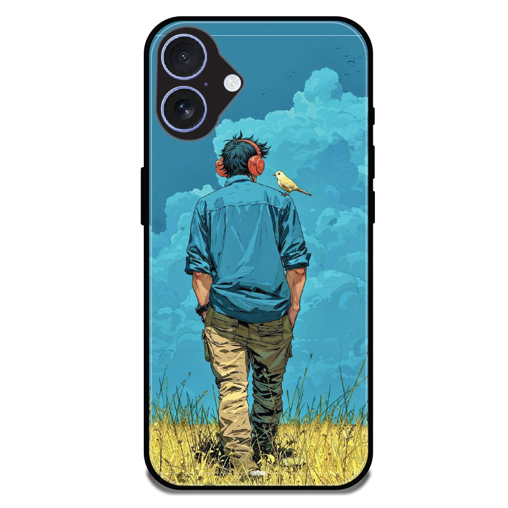 Dreamer in Blue Clouds - Glossy Metal Silicone Cases for Apple iPhone