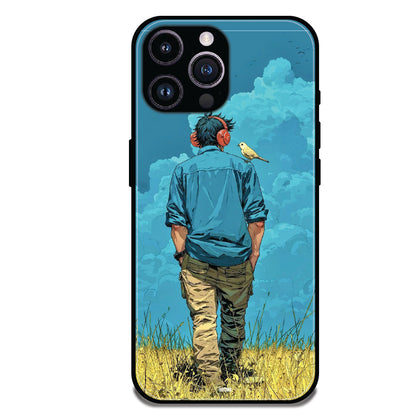Dreamer in Blue Clouds - Glossy Metal Silicone Cases for Apple iPhone