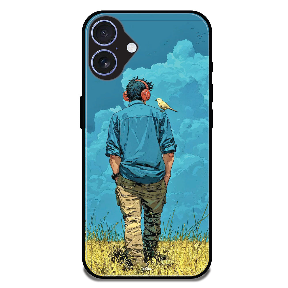 Dreamer in Blue Clouds - Glossy Metal Silicone Cases for Apple iPhone