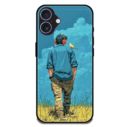 Dreamer in Blue Clouds - Glossy Metal Silicone Cases for Apple iPhone