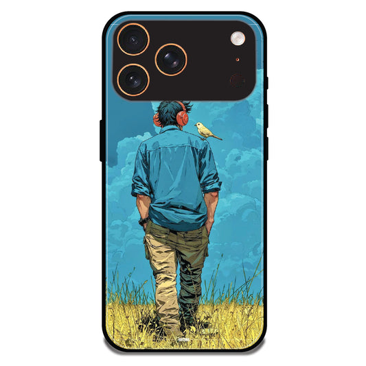 Dreamer In Blue Clouds - Glossy Metal Silicone Case For Apple iPhone Models
