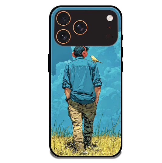 Dreamer In Blue Clouds - Glossy Metal Silicone Case For Apple iPhone Models