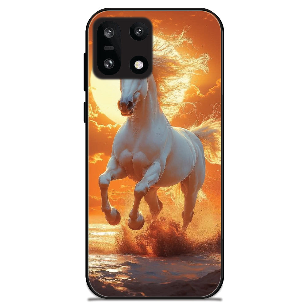 Majestic White Horse Sunset - Glossy Metal Silicone Cases for OnePlus Models