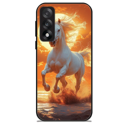 Majestic White Horse Sunset - Glossy Metal Silicone Cases for OnePlus Models