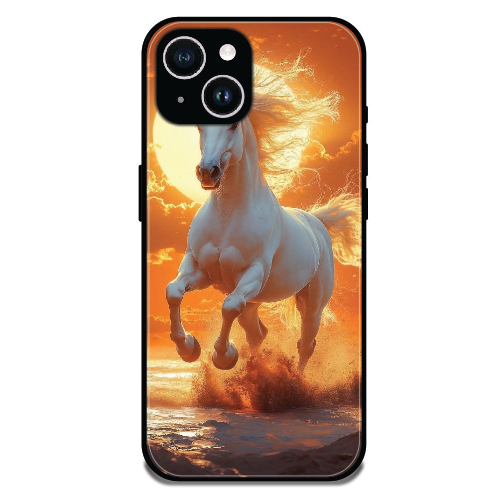Majestic White Horse - Glossy Metal Silicone Cases for Apple iPhone