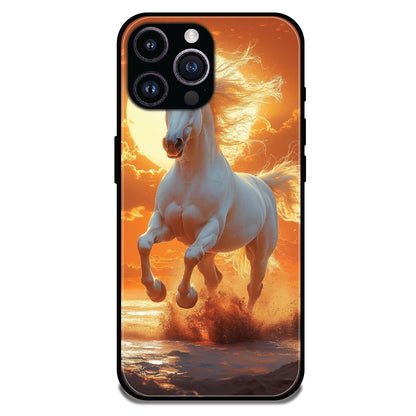 Majestic White Horse - Glossy Metal Silicone Cases for Apple iPhone
