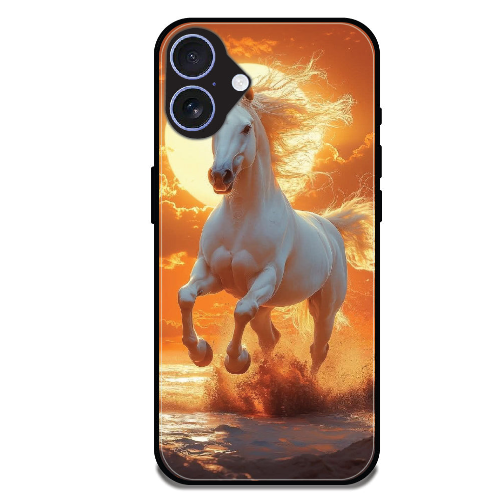 Majestic White Horse - Glossy Metal Silicone Cases for Apple iPhone