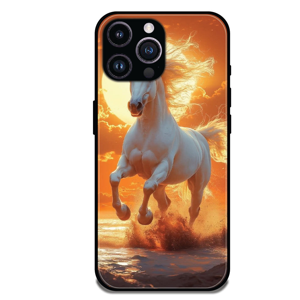 Majestic White Horse - Glossy Metal Silicone Cases for Apple iPhone