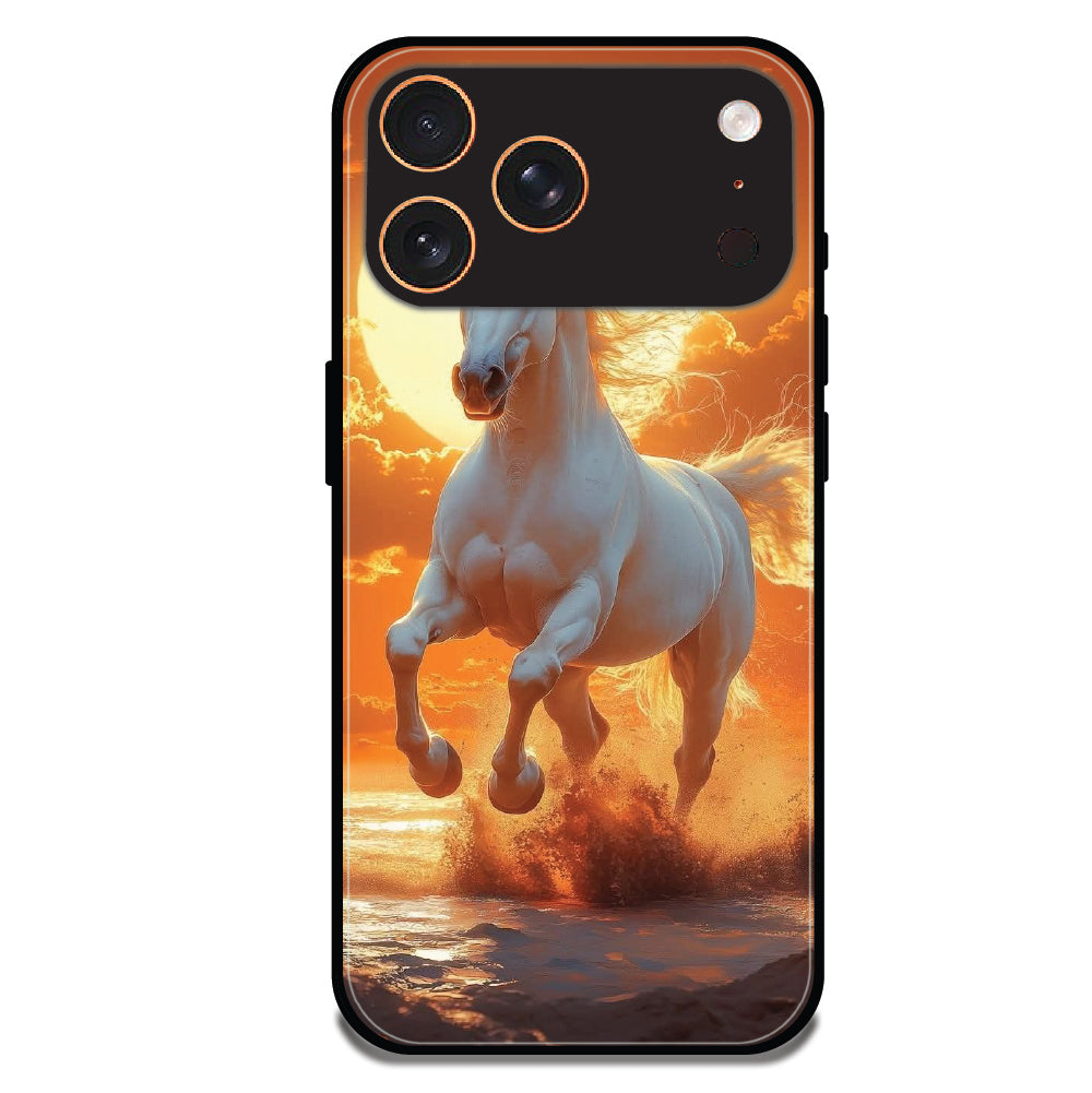 Majestic White Horse - Glossy Metal Silicone Cases for Apple iPhone