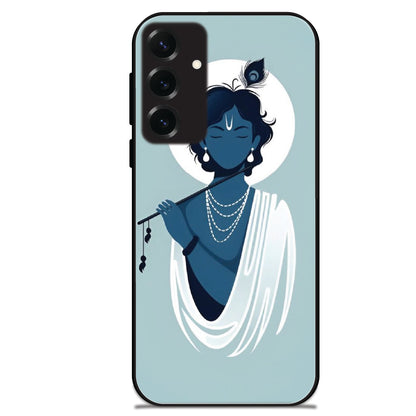 Minimal Krishna Flute Art - Glossy Metal Silicone Cases for Samsung Models