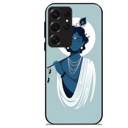 Minimal Krishna Flute Art - Glossy Metal Silicone Cases for Samsung Models