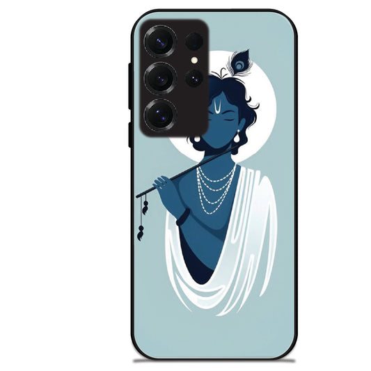 Minimal Krishna Flute Art - Glossy Metal Silicone Cases for Samsung Models