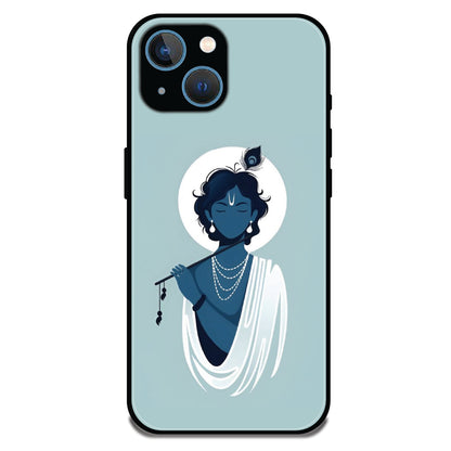 Minimal Krishna Flute Art - Glossy Metal Silicone Cases for Apple iPhone