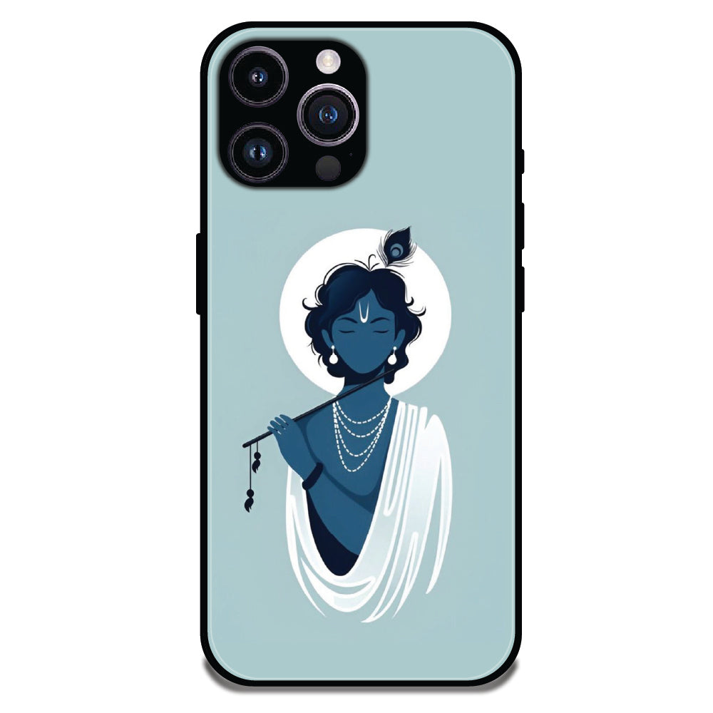 Minimal Krishna Flute Art - Glossy Metal Silicone Cases for Apple iPhone